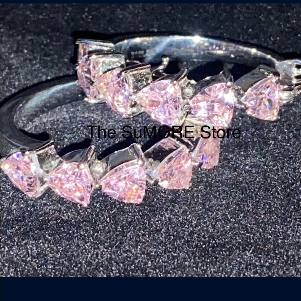 Gorgeous Simulated Pink Heart Earrings - Picture 2 of 5
